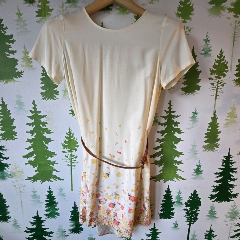 Floral Cream Forever 21 Dress with Belt